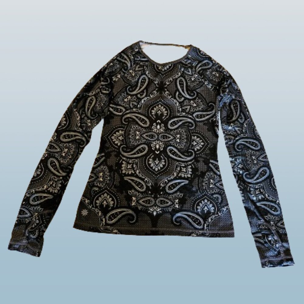 Athleta Sierra Nevada Paisley Thermal Top Shirt with Thumbholes Size XS - Picture 1 of 3